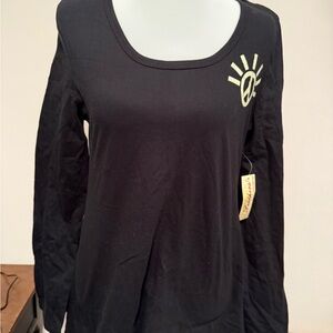 Feathers Black Long Sleeve Tee with Unique Design